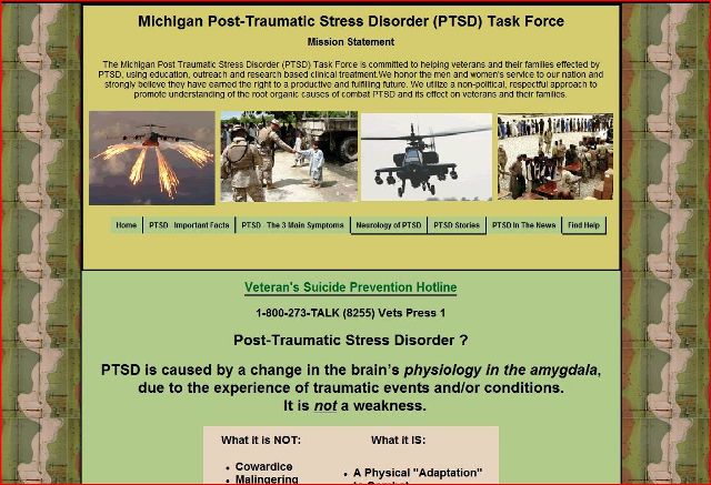 Screen shot of Helpcombatptsd.com web site